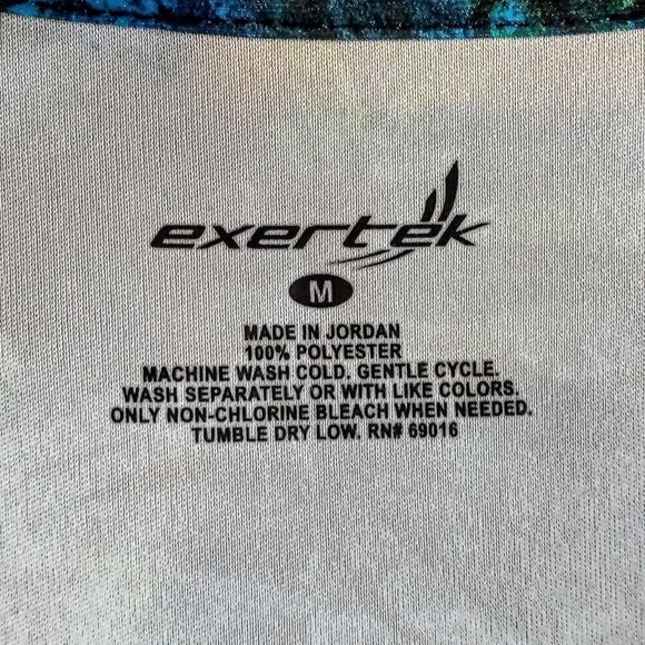 Exertek Blue Green Palm Print SS Activewear Top - Picture 4 of 4